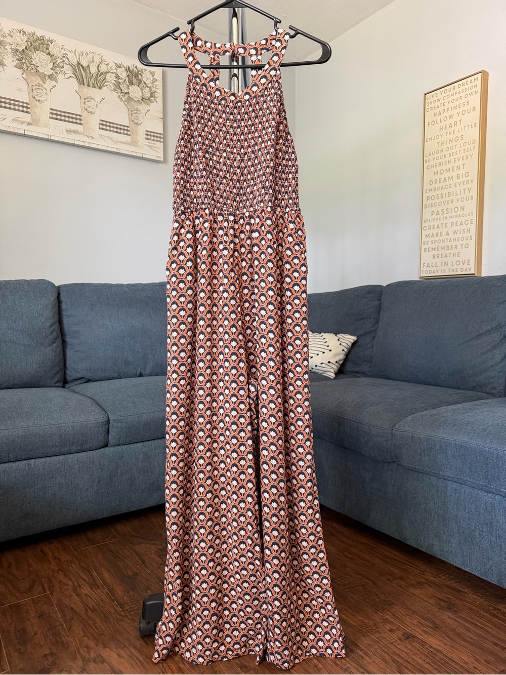 Jessica Simpson Rust and Black Printed Halter Maxi Dress